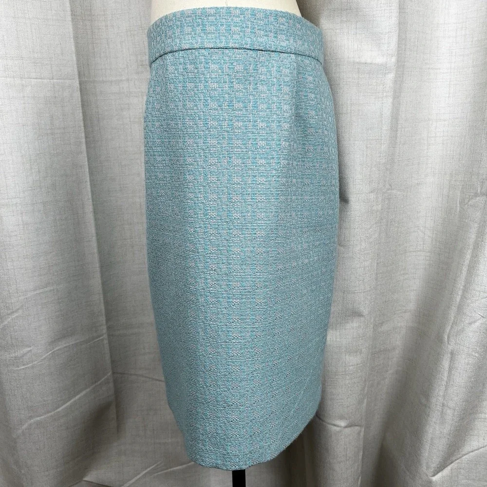 NEW! Banana‎ Republic Tweed Pencil Skirt Lined Women's Sz 12 Turquoise Sky Blue